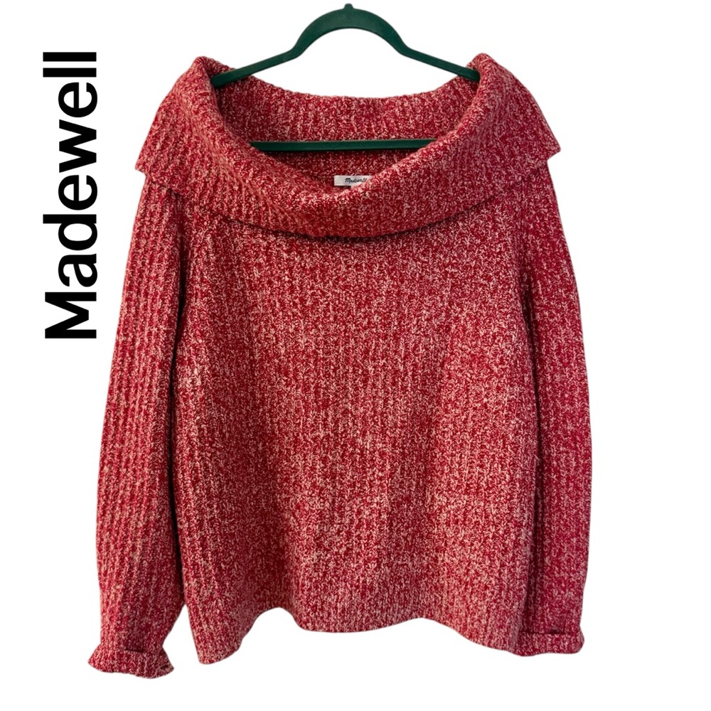 NEW NEW Madewell Women's Textured Red “off the shoulder” Sweater size XXL